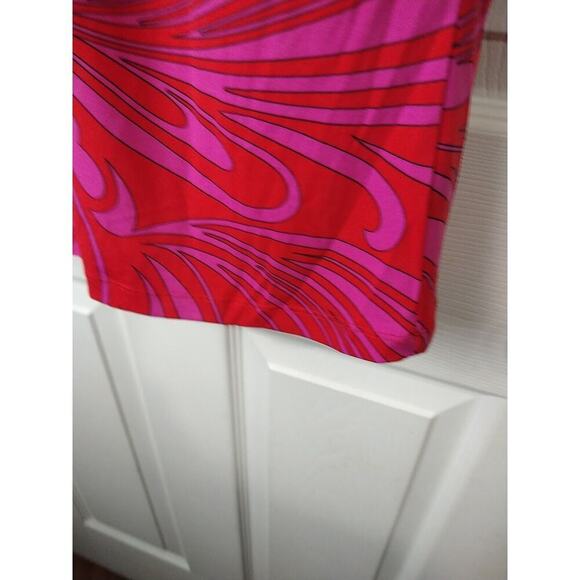 Grayson Pink Red Swirl Artsy Pullover Pleat Front Blouse. Size L - Picture 6 of 8